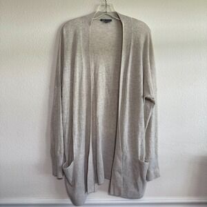 Vince Duster‎ Cardigan Womens Large Beige Wool Cashmere Rib Knit Open Sweater